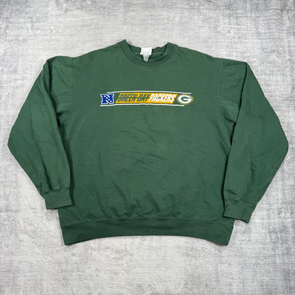 Green Bay Packers Sweatshirt Mens XL Green Vintage Embroidered Gameday Crewneck